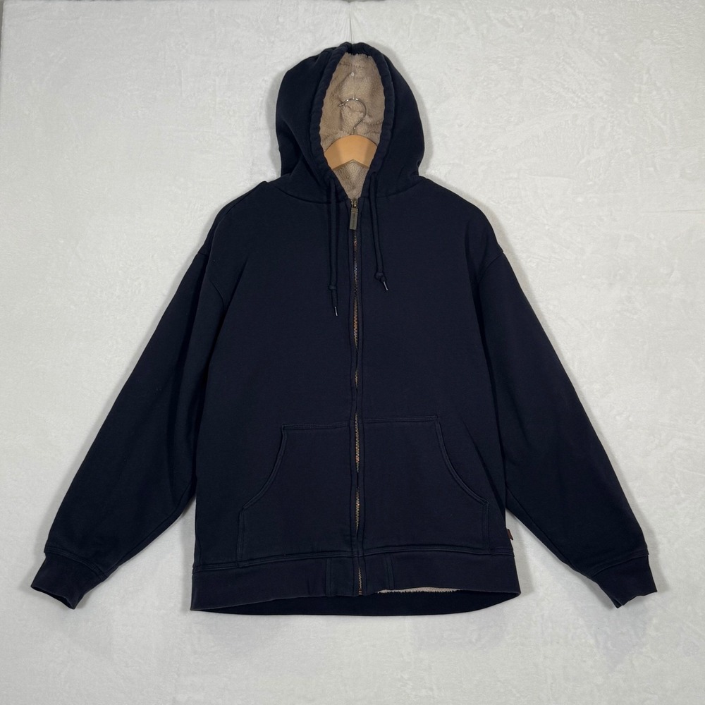 Moose Creek Mens XL Navy Blue Sherpa Lined Full Zip Hoodie Jacket Heavyweight